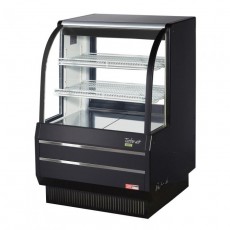 Turbo Air TCGB-36DR-B Non-Refrigerated Bakery Cases, Curved Glass, 36-1/2(w) inch, Black Exterior, 11.8Cu.ft, (2)Shelve(s), 0.4amps, 115v/60/1-ph, ETL Listed