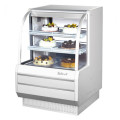 Turbo Air TCGB-36-W-N Refrigerated Bakery Cases, Curved Glass, 36-1/2(w) inch, White Exterior, 11.8Cu.ft, (2)Shelve(s), 1/3hp, 7.5amps, 115v/60/1-ph, ETL Listed