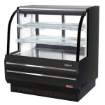 Turbo Air TCGB-48DR-B Non-Refrigerated Bakery Cases, Curved Glass, 48-1/2(w) inch, Black Exterior, 15.6Cu.ft, (2)Shelve(s), 0.6amps, 115v/60/1-ph, ETL Listed