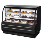 Turbo Air TCGB-60-B-N Refrigerated Bakery Cases, Curved Glass, 60-1/2(w) inch, Black Exterior, 19.4Cu.ft, (2)Shelve(s), 3/4hp, 8.6amps, 115v/60/1-ph, ETL Listed