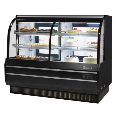 Turbo Air TCGB-60CO-B-N Refrigerated & Dry Bakery Cases, Curved Glass, 60-1/2(w) inch, Black Exterior, (2)10.3Cu.ft, (4)Shelve(s),1/3hp, 7.5amps, 115v/60/1-ph, ETL Listed