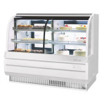 Turbo Air TCGB-60CO-W-N Refrigerated & Dry Bakery Cases, Curved Glass, 60-1/2(w) inch, White Exterior, (2)10.3Cu.ft, (4)Shelve(s),1/3hp, 7.5amps, 115v/60/1-ph, ETL Listed