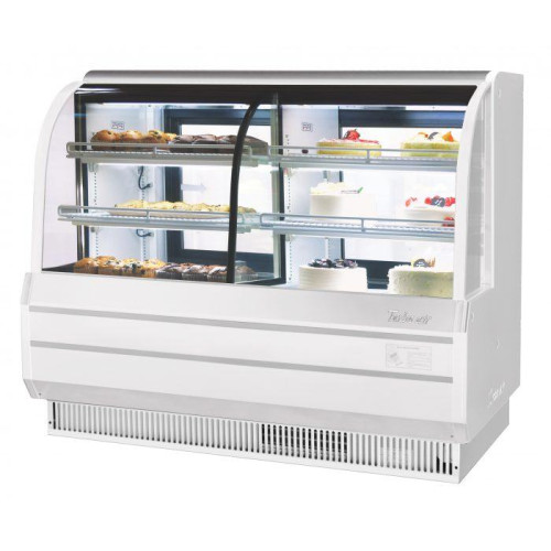 Turbo Air TCGB-60CO-W-N Refrigerated & Dry Bakery Cases, Curved Glass, 60-1/2(w) inch, White Exterior, (2)10.3Cu.ft, (4)Shelve(s),1/3hp, 7.5amps, 115v/60/1-ph, ETL Listed