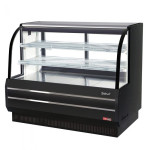Turbo Air TCGB-60DR-B Non-Refrigerated Bakery Cases, Curved Glass, 60-1/2(w) inch, Black Exterior, 19.4Cu.ft, (2)Shelve(s), 0.7amps, 115v/60/1-ph, ETL Listed