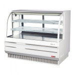 Turbo Air TCGB-60DR-W Non-Refrigerated Bakery Cases, Curved Glass, 60-1/2(w) inch, White Exterior, 19.4Cu.ft, (2)Shelve(s), 0.7amps, 115v/60/1-ph, ETL Listed