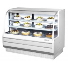 Turbo Air TCGB-60-W-N Refrigerated Bakery Cases, Curved Glass, 60-1/2(w) inch, White Exterior, 19.4Cu.ft, (2)Shelve(s), 3/4hp, 8.6amps, 115v/60/1-ph, ETL Listed