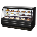 Turbo Air TCGB-72-B-N Refrigerated Bakery Cases, Curved Glass, 72-1/2(w) inch, Black Exterior, 23.2Cu.ft, (2)Shelve(s), 3/4hp, 8.6amps, 115v/60/1-ph, ETL Listed