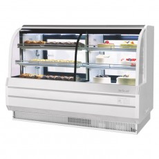 Turbo Air TCGB-72CO-W-N Refrigerated & Dry Bakery Cases, Curved Glass, 72-1/2(w) inch, White Exterior, (2)12.2Cu.ft, (4)Shelve(s),1/3hp, 7.5amps, 115v/60/1-ph, ETL Listed