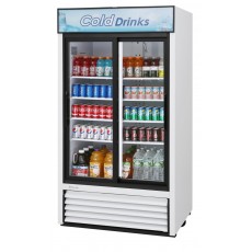 Turbo Air Super Deluxe TGM-35R-N Refrigerated Merchandisers, Bottom Mount, 41-3/8(w) inch, 29.27Cu.ft Capacity, (2)Swing Glass Door(s), (8)Shelve(s), White Exterior, 1/3hp, 115v/60/1-ph, ETL Listed