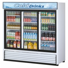 Turbo Air TGM-69R-N Refrigerated Merchandisers, Bottom Mount, 78(w) inch, 61.83Cu.ft Capacity, (3)Sliding Glass Door(s), (12)Shelve(s), White Exterior, 1/2hp, 115v/60/1-ph, ETL Listed