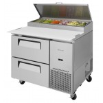 Turbo Air Supper Deluxe Series TPR-44SD-D2-N Refrigerated Pizza Prep Tables, 44(w) inch, (2)Drawers(s), 14Cu.ft, (6)Pan(s), 1/4hp, Casters, 115v/60/1-ph, ETL Listed