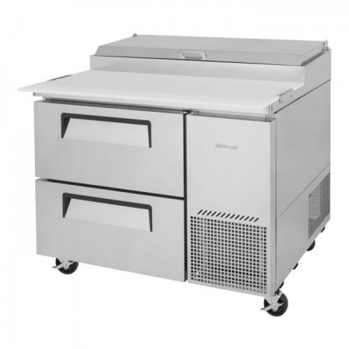 Turbo Air Supper Deluxe Series TPR-44SD-D2-N Refrigerated Pizza Prep Tables, 44(w) inch, (2)Drawers(s), 14Cu.ft, (6)Pan(s), 1/4hp, Casters, 115v/60/1-ph, ETL Listed