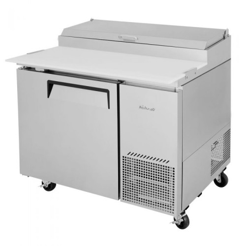 Turbo Air Supper Deluxe Series TPR-44SD-N Refrigerated Pizza Prep Tables, 44(w) inch, (1)Solid Door(s), 14Cu.ft, (6)Pan(s), (2)Shelve(s), 1/4hp, Casters, 115v/60/1-ph, ETL Listed