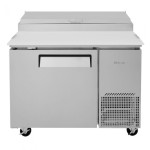 Turbo Air Supper Deluxe Series TPR-44SD-N Refrigerated Pizza Prep Tables, 44(w) inch, (1)Solid Door(s), 14Cu.ft, (6)Pan(s), (2)Shelve(s), 1/4hp, Casters, 115v/60/1-ph, ETL Listed