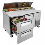 Turbo Air Supper Deluxe Series TPR-67SD-D2-N Refrigerated Pizza Prep Tables, 67-1/8(w) inch, (1)Swing Door(s), (2)Drawers(s), 20Cu.ft, (9)Pan(s), 3/8hp, Casters, 115v/60/1-ph, ETL Listed