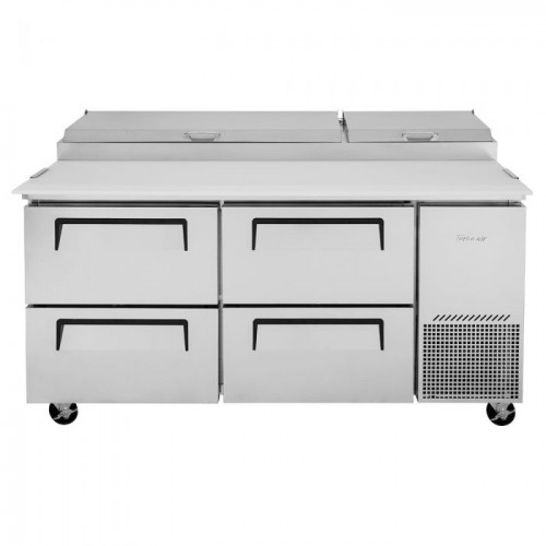 Turbo Air Supper Deluxe Series TPR-67SD-D4-N Refrigerated Pizza Prep Tables, 67-1/8(w) inch, (4)Drawers(s), 20Cu.ft, (9)Pan(s), 3/8hp, Casters, 115v/60/1-ph, ETL Listed