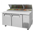 Turbo Air Super Deluxe TPR-67SD-N Refrigerated Pizza Prep Table, 67(w) inch, (2)Solid Door(s), 20Cu.ft, (9)Pan(s), 3/8hp, (4)Shelve(s), Casters, 115v/60/1-ph, ETL Listed