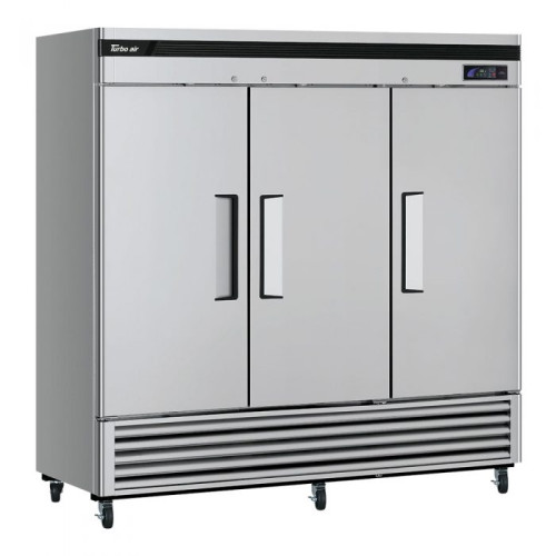 Turbo Air Super Deluxe TSR-72SD-N Bottom Mount Reach-In Upright Refrigerators, 82(w) inch, (3) Solid Door(s), (9)Shelve(s), 64.1Cu.ft, 1/2hp, 115v/60/1-ph, ETL Listed, Energy Star