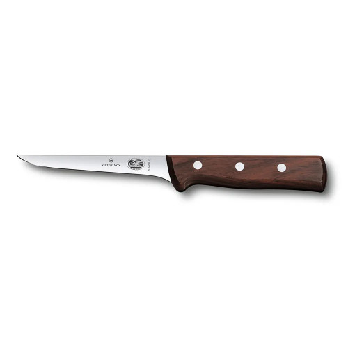 Victorinox – Swiss Army 5.6406.12-X1 5 inch Boning Knife with Rosewood Handle, Straight, Narrow, Stiff Blade, Clamshell, 1 each