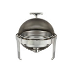 Winco 602 Madison Collection Round Roll-Top Chafer, 6qt, Stainless Steel, Heavyweight