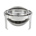 Winco 602 Madison Collection Round Roll-Top Chafer, 6qt, Stainless Steel, Heavyweight