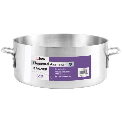 Winco ALB-28 Elemental 28qt Heavy-duty Aluminum Brazier, 6mm Thickness, NSF Listed