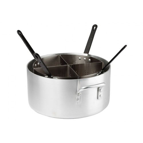 Winco APS-20 20qt Aluminum Pasta Cooker with 4 Insets, 1 each