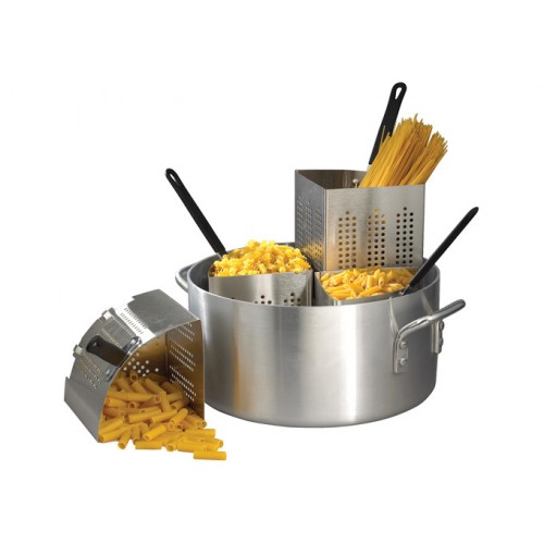 Winco APS-20 20qt Aluminum Pasta Cooker with 4 Insets, 1 each