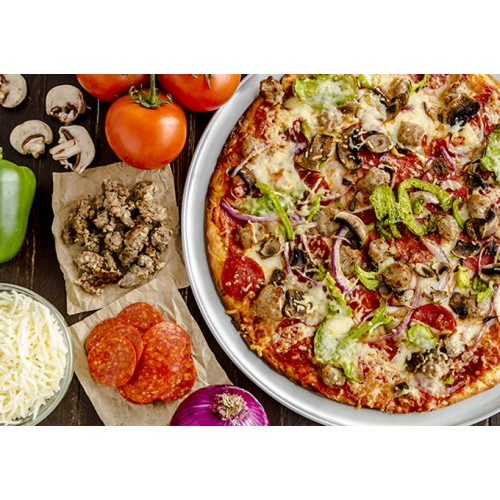 Winco APZT-12 Aluminum Wide-Rim Pizza Pan, 12(d) x 1/4(h), 4 each