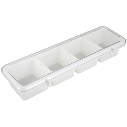 Winco BC-4P Bar Condiment Holders, (4)Compartment(s), White, Plastic, 18(w) x 5(d) x 3(h) inch