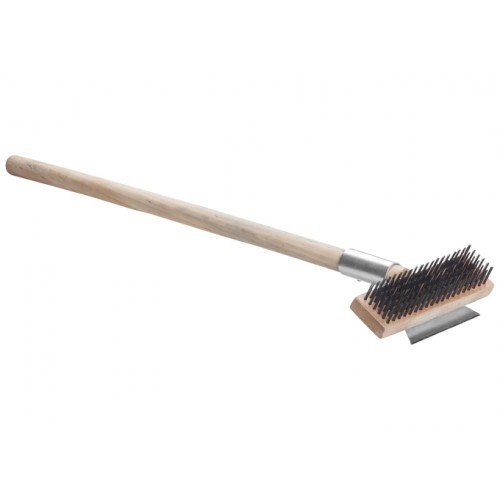 Winco BR-27 Wire Brush and Scraper Pizza Oven, Wooden Handle, 29(w) x 7.13(d) x 2.81(h)