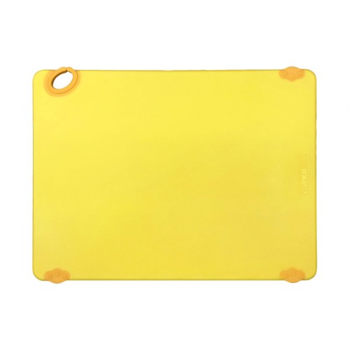 Winco CBK-1824YL STATIK BOARD™ Rectangular Cutting Board, Hook, Yellow, 18(d) x 24(l) x ½(h) inch, NSF Listed