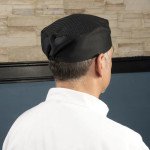 Winco CHPB-3BR Ventilated Pillbox Hats, Black, Regular Size
