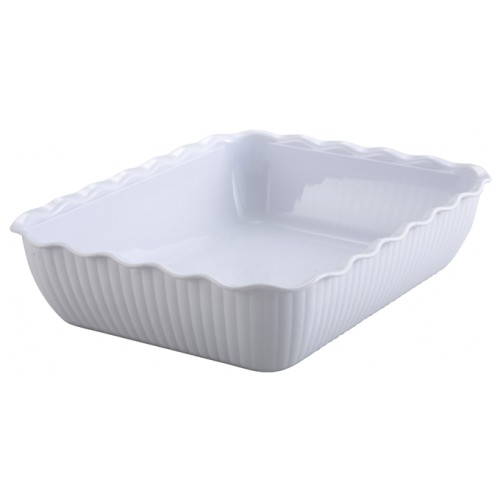 Winco CRK-13W Deli Crock, White SAN Plastic, 13(w) x 10(d) x 3(h) inch, BPA Free
