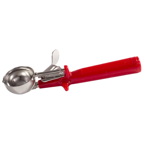 Winco ICOP-24 1.33oz One-Piece Thumb-Press Disher, Stainless Steel, White Plastic Handle, #24, 8.69(w) x 3.13(d) x 1.13(h) inch, NSF Listed