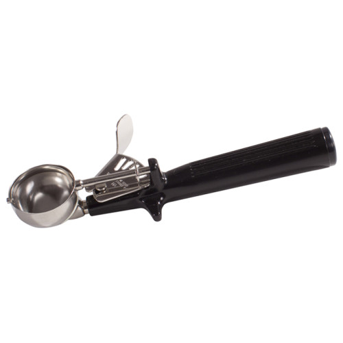 Winco ICOP-30 1oz One-Piece Thumb-Press Disher, Stainless Steel, White Plastic Handle, #30, 8.38(w) x 3.13(d) x 1.38(h) inch, NSF Listed