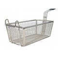 Winco FB-30 Nickel Plated Rectangular Fry Basket, Green Plastic Handle, 13-1/4(w) x 6-1/2(d) x 6(h) inch