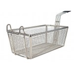 Winco FB-20 Nickel Plated Rectangular Fry Basket, Blue Plastic Handle, 13-1/4(w) x 5-5/8(d) x 5-5/8(h) inch
