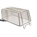 Winco FB-20 Nickel Plated Rectangular Fry Basket, Blue Plastic Handle, 13-1/4(w) x 5-5/8(d) x 5-5/8(h) inch
