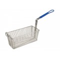 Winco FB-20 Nickel Plated Rectangular Fry Basket, Blue Plastic Handle, 13-1/4(w) x 5-5/8(d) x 5-5/8(h) inch