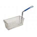 Winco FB-20 Nickel Plated Rectangular Fry Basket, Blue Plastic Handle, 13-1/4(w) x 5-5/8(d) x 5-5/8(h) inch