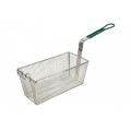 Winco FB-30 Nickel Plated Rectangular Fry Basket, Green Plastic Handle, 13-1/4(w) x 6-1/2(d) x 6(h) inch