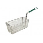 Winco FB-30 Nickel Plated Rectangular Fry Basket, Green Plastic Handle, 13-1/4(w) x 6-1/2(d) x 6(h) inch
