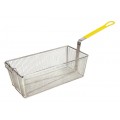 Winco FB-40 Nickel Plated Rectangular Fry Basket, Yellow Plastic Handle, 17(l) x 8-3/8(w) x 6(h) inch