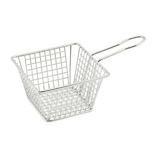 Winco FBM-554S Stainless Steel Square Mini Fry Basket, 5(w) x 5(d) x 3(h) inch