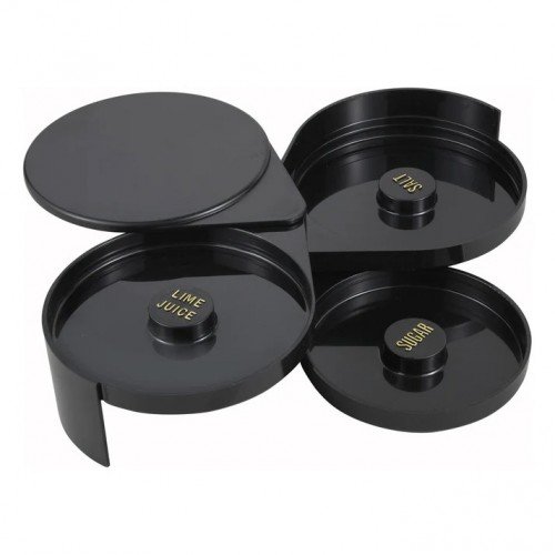 Winco GR-3 Magarita Glass Rimmers, 3-Tier, Black Plastic, Sponge