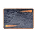 IT-1145G Rectangular Plates, Black/Gold Color, Melamine, 7.5(w) x 5.5(d) x 1(h) inch – 12 each