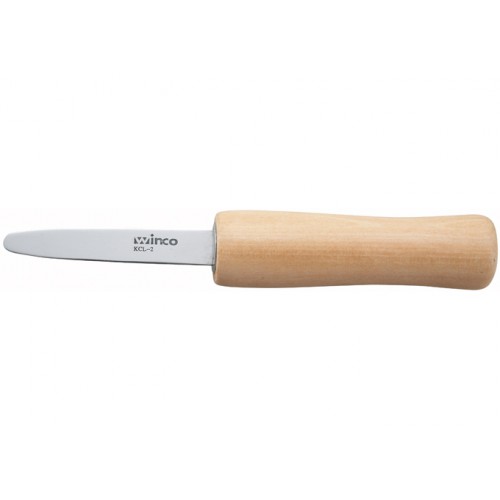 Winco KCL-2 Oyster/Clam Knife, 2-7/8 inch Blade, Wood Handle, 2 each