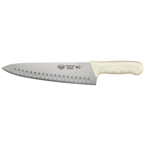 Winco KWP-101 Sof-Tek™ Stäl Chefs Knife, 10 inch Blade, Hollow Ground, White PP Handle, NSF Listed