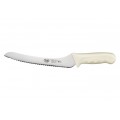Winco KWP-92 Stäl Bread Knife, 9 inch Blade, Offset, White PP Handle, NSF Listed